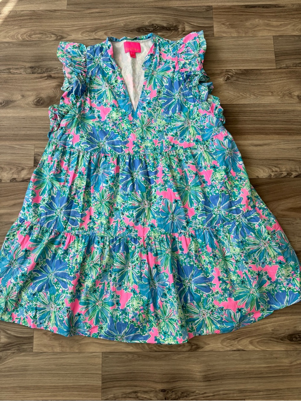 Lilly Pulitzer Aldena Floral Ruffle A-Line Minidress Size Extra Large